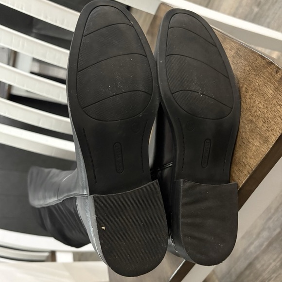 Nine West Boots Womens 8 M Knee High Side Zip Riding Boot Black Leather Fabric - Picture 3 of 4